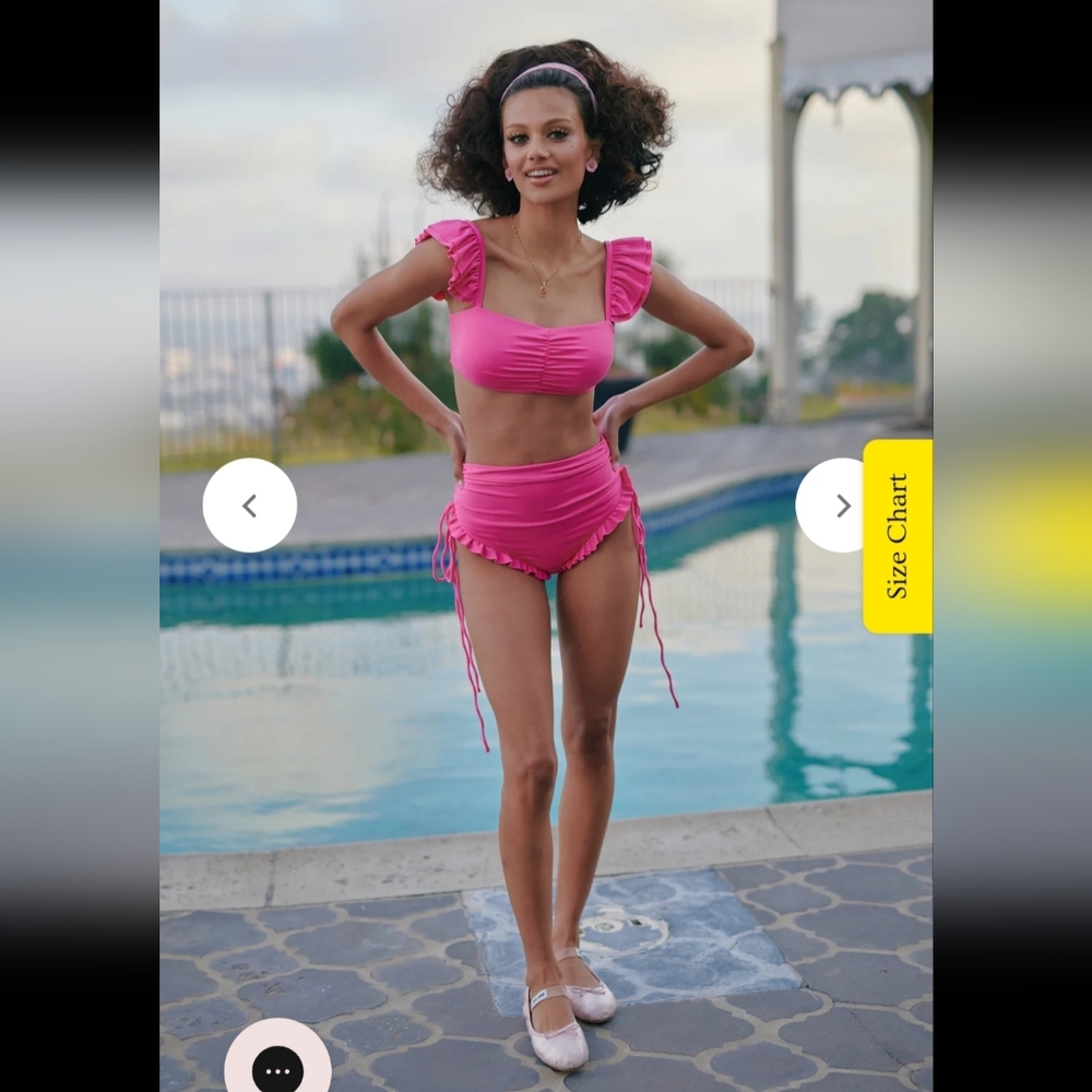 BNWT Selkie The Babe Pink Ruffled Bikini Set (Top XL & Bottom XXL)